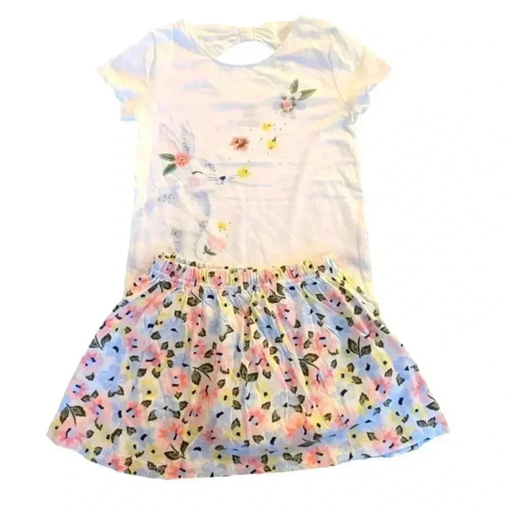 Carter's 2-Piece Bunny Tee & Floral Skort Set Girls Sz 5T - Picture 3 of 11